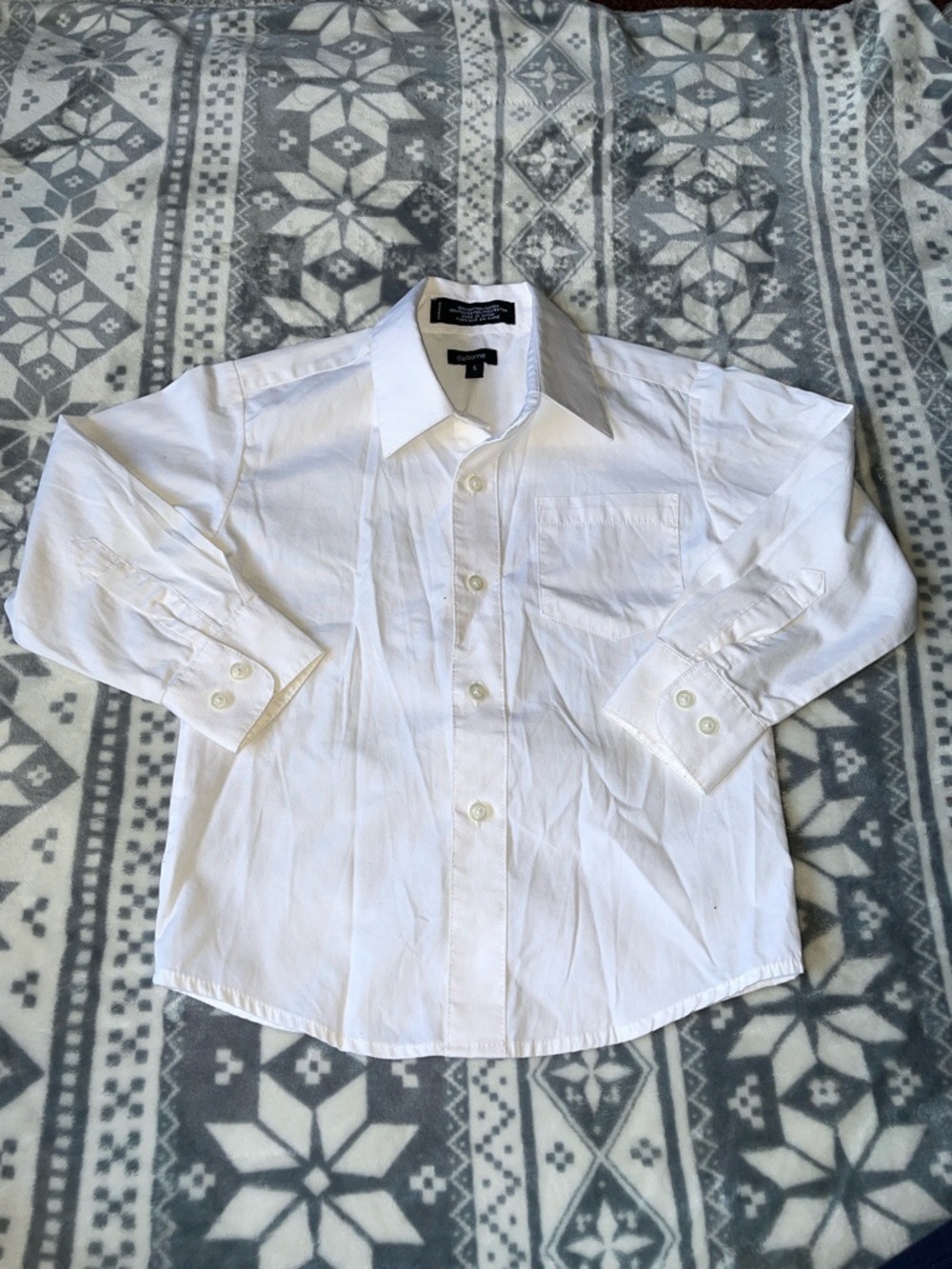 Liz Claiborne White Boys Long-Sleeve Button Down Shirt